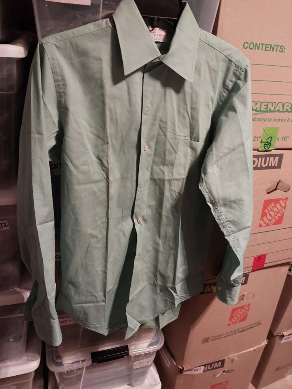 Vintage Enduro By Enro Permanent Press Shirt Pale Green Size M